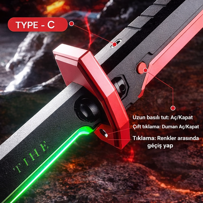 Alevli Ve Işıklı Katana - 80 CM