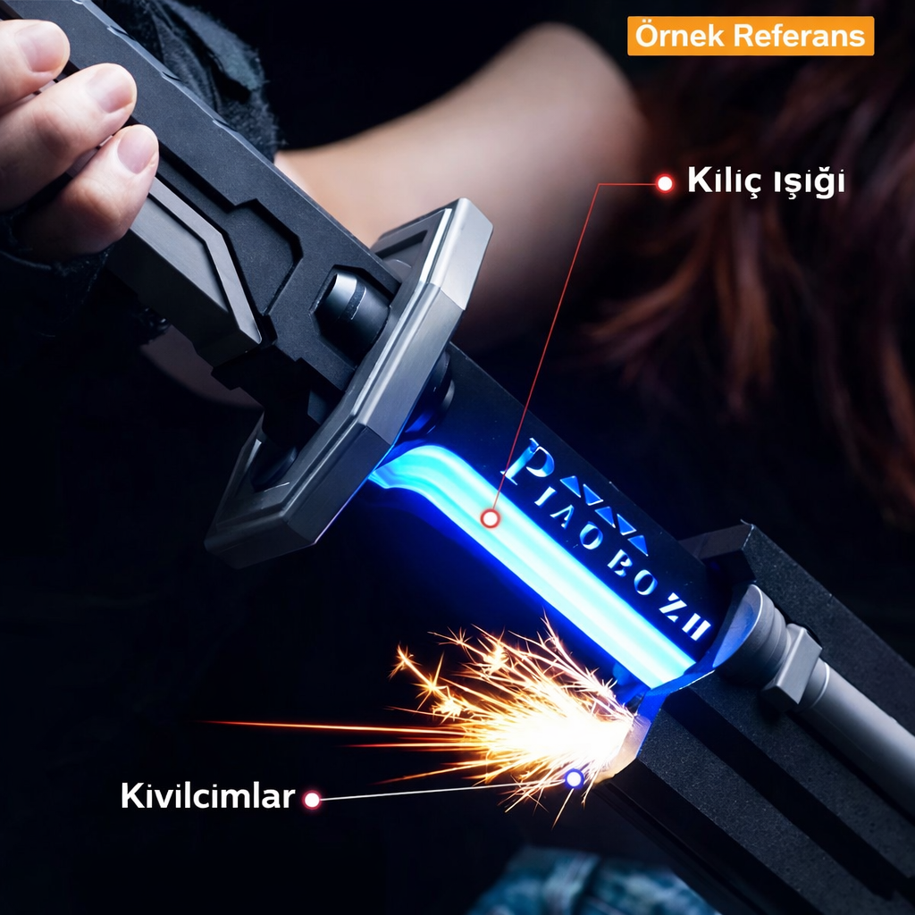 Alevli Ve Işıklı Katana - 80 CM